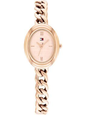Women’s Rose Gold Luxury Oval Steel Case and Chain Bracelet Quartz Wrist Watches